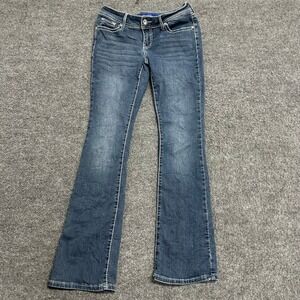 Apt. 9 Jeans Womens Size 6 Blue Bootcut Rayon Rhinestone Thick Stitch Pants